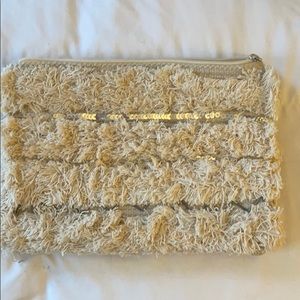 Cream shaggy clutch with sequence!